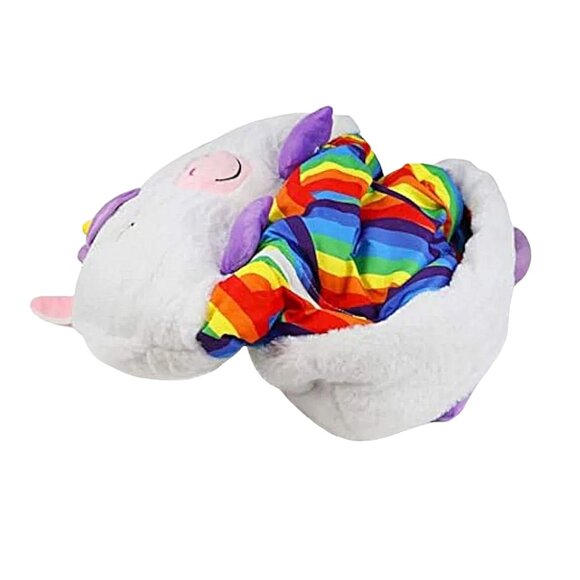 Happy Nappers Unicorn Sleepy Sack Medium — Rainbow Plush Toy Pillow - Picture 2 of 10